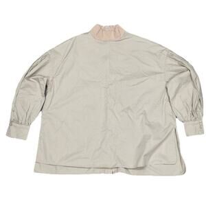 Ameri top shirt Y2K oversized mock neck tan Large button up A003600